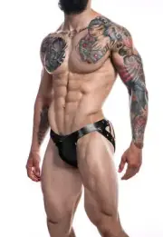 Cut for Men Desire Jockstrap-BlackLeatherette-S