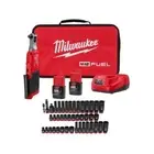 Milwaukee Cordless Ratchet Kit 12V High-Speed + Socket Set 3/8" Drive SAE/Metric