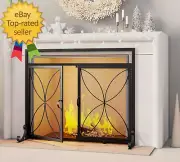 Fireplace Screen with Magnetic Doors,Large Metal Fire Place Screen for Home