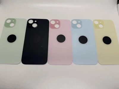 Replacement Rear Back Glass Big Hole For iPhone 15 W/ Diff. Colors, lot