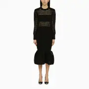 [ALEXANDER MCQUEEN] Black knitted midi dress S Black