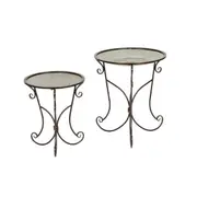 2pc A.FRESCO Tall Metal Outdoor Bird Bath/Feeder Stand Set Garden/Patio Decor