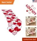 Elegant Floral Embroidered Table Runner in Red - Perfect for Love Celebrations
