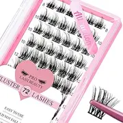 Lash Clusters 72 Pcs Cluster Lashes DIY Eyelash Extension Individual Lashes Thin Band Easy to Apply at home Lashes (Attraction, D-8-16mix)