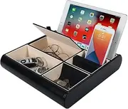 [J JACKCUBE DESIGN] JackCubeDesign Valet Tray Leather Multi Catch all Storage Box Men’s Dresser Desk Organiser Jewellery Accessories Night Stand for Keys, Phone, Wallet, Coin, Jewellery(Black) – :MK318A