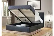 Istyle Prada King Gas Lift Ottoman Storage Bed Frame Pu Leather Black