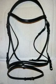 JEREMY & LORD Dressage Bridle - Padded/Raised - Black/White - Buckle Ends - NEW