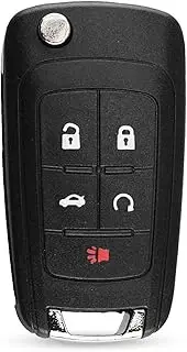 FLJKCT Car Key Shell Flip Folding Remote Key Shell 5 Buttons Key Protective Shell,for Buick Excelle Verano Lacrosse Regal