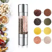 Salt and Pepper mills Grinder 2 in 1 Manual Stainless Steel Salt pulverizer k...