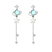 Unique Chic Mysterious Universe Star CZ Opal Stud Tassel Earrings Gift Box PE56