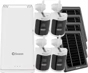 Swann AllSecure650 2K Wireless Security Kit with 4 x Wire-Free Cameras, Solar