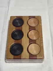 Dark Brown & Natural Brown Wood Checker Game Pieces B36