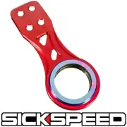 SICKSPEED ALUMINUM FRONT BUMPER HIGH STRENGTH TOW HOOK SET RED/NEO CHROME P5