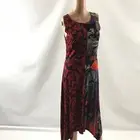 Desigual Womens Maggy Maxi Dress Size S Asymmetric Black Red Patchwork 18WWVK38