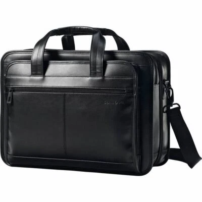Samsonite Black Expandable Leather Business Cases Laptop Briefcase