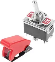 LALADEFIEE 203A Heavy Duty 3 Position Toggle/Off/ON with Waterproof Red Protective Cover for Car Dash 12V DPDT Reliable Panel Control for Various
