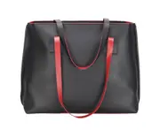 MOORGENE PU Leather Tote Bag Work Tote for Women-Black