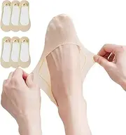 [dinghaole] 6 pairs Candy socks invisible boat socks shallow heel with non-slip silicone ultra-thin Korean socks women boat socks ballet, skin colour, 8 US