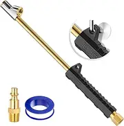 LUMITECO 12'' Extended Reach Dual Head Air Chuck, 2-Way Connection 1/4'' FNPT Straight Foot Lock On Tire Inflate Chuck w/Quick Plug, Compressor Fill Kit for Truck RV Semi Dually Tires (LTAC110A)