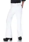 70's-80's Disco Pants White SZ Small Polyester Flare Leg Groovy Costume Pants