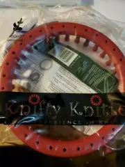 NIP Nifty Knitter 7 1/2" RED LOOM for Hats, Scarves etc. w/Directions/Pattterns