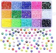 PeaicsKai 15000Pcs Resin Jelly Rhinestones for Crafting,15 Colors 3mm Flatback Gems for Diamond Art,Nails Eyes Face Makeup Tumblers DIY Crafts Shoes