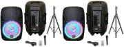 2 MR DJ PBX4200PKG 15" 2-Way PA DJ 3000W Active Powered Bluetooth Karaoke Speake