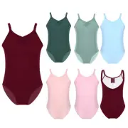 Kids Girls Ballet Dance Leotard Spaghetti Shoulder Straps Gymnastics Unitards