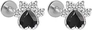 [Niaspi] 2Pcs 18G G23 Titanium Cat Paw Lip Rings for Women Cute Cubic Zirconia Paw Print Labret Jewelry Cartilage Conch Helix Tragus Daith Earrings Studs Internally Threaded Body Piercing Jewelry 8mm