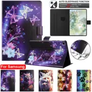 For Samsung Galaxy Tab A9 Plus A8 A7 S6 Lite Pattern Leather Smart Case Cover