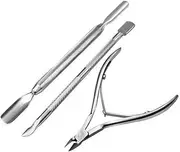 Vixzero Pusher Scraper Spatula Nail Clipper Cuticle Trimmer, Cuticle Pusher, Set of 3