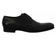 Dolce & Gabbana Elegant Black Leather Derby Shoes - EU46 /US13