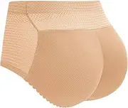 [Generic] Butt Lifter Panties for Women Seamless Padded Shapewear Tummy Control High Waisted Boyshorts Comfy Breathable Panties, F- Beige, Medium