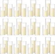 Shihanee Set of 36 Pillar Candles and Glass Cylinder Vases Clear Cylinder Holders for Slim Pillar Candles Wedding Centerpieces(2.6'' X 4.7'', 5.9'', 7.9'',Ivory White)