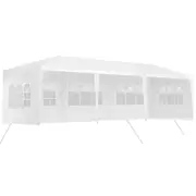 Hacienda 9x3m Marquee Gazebo Tent w/5 Walls Picnic/Garden/Backyard/Party White
