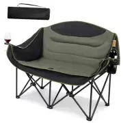 Double Camping Chair - Oversized Two Person Camp Chair with 650 lb. Army Green