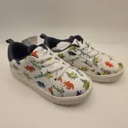 NEW Toddler Boy Girl DINOSAUR SHOES SIZE 9 Carters Tug & Go WHITE Wipe Away