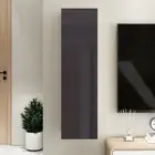 Wall Mounted TV Cabinet High Gloss Grey Chipboard HiFi Storage Organizer Unit