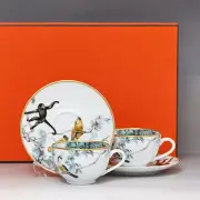 Hermes Carnets d'Equateur Equatorial Sketch Tea cup & Saucer 200ml Set of 2
