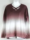 Women Long Sleeve Neck Detail Top Size 6 SHEIN Color Mauve Ombre NWT