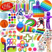 80Pack Fidget Toys Set, Pop It Stress Relief, Party Favors & Classroom Prizes