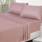 Accessorize 325TC Self-Striped Cotton Sheet Set Blush King