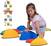 12 Pcs Plastic Stepping Stones for Kids Non-Slip Obstacle Course Stepping Stones Kids Indoor Outdoor Sensory Playground Develop Balance Bonus 2 Balance Domes
