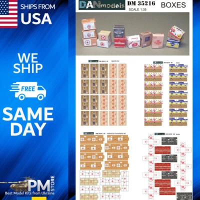 Dan Models 35216 Cigarette Boxes, Humanitarian aid. Boxes from the Banana 1/35