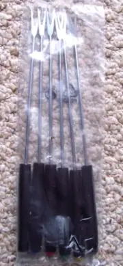 Vintage Stainless Steel Fondue Forks Set of 6 Plastic Handles