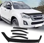 SUERAUTO4X4 Bonnet Protector Weather Shields Guard for Isuzu Dmax D-max 2017-2020 Accessories, Tinted Black Bonnet Stone Guard Weathershields Window Visors Wind Deflectors Sun Rain Guard