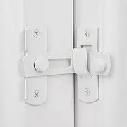 Wocoe 5 Packs Flip Door Sliding Latch,90 Degree Stainless Steel Latch,Safety Sliding Barn Door Lock,Latch Lock,Right Angle Curved Door,Prevent Corrosion，White Finish