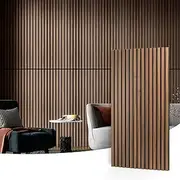 Art3d 2-Pack Wood Slat Acoustic Panels for Wall & Ceiling, Wood-Laminate Soundproof Wall Panel for TV Wall Background, Living Room, Accent Wall, Kitchen Island, Office - 120 x 60 CM, Walnut