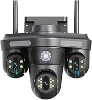 6K 12MP IP Camera WiFi Triple Lens 10X Zoom Three Screens Outdoor PTZ Camera Motion Detection Security Video Surveillance Camera(U/K,6K Camera No Card)