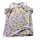 Juicy Couture T shirt Women LG lemon print short sleeve purple top cold shoulder